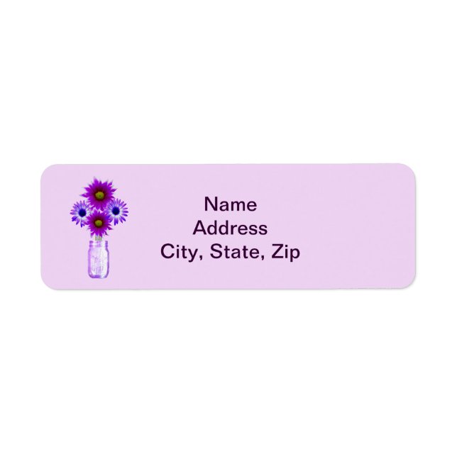 Etiqueta Roxos Flores Mason Jar Address Labels (Frente)