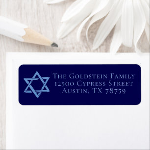 Etiqueta Royal Blue Star of David Jewish Return Address