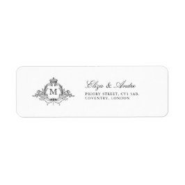 Etiqueta Royal Crest Elegante Wreath Monograma Endereço de