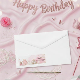 Etiqueta Royal Pink Princess Castle Unicorn 4th Birthday 