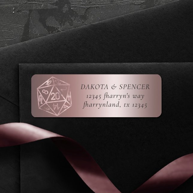 Etiqueta RPG Dice | Mauve Luxury Sheen Gamer Endereço (Criador carregado)