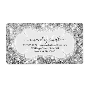 Etiqueta RSVP Bridal Monogramas Cinza de prata com brilho