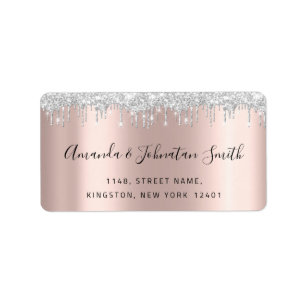 Etiqueta RSVP Nova Cinza de Rosa de Prata de Endereço de Ca
