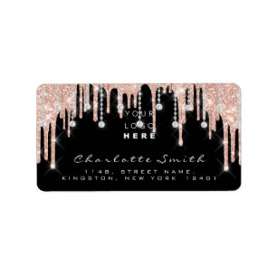Etiqueta RSVP Rosa Glitter Drives Logotipo Diamond Bidal