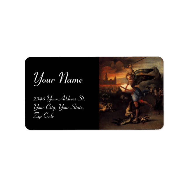 Etiqueta Rua Michael e Dragão, preto (Frente)