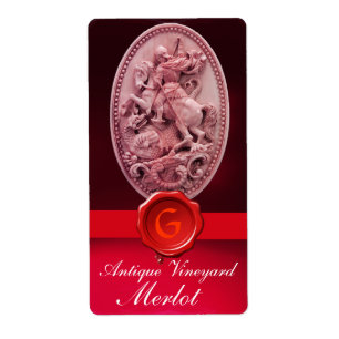Etiqueta RUAS.GEORGE E DRAGON RED WAX SEAL MONOGRAMA Vinho