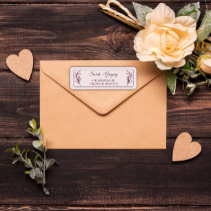 Etiqueta Ruby Wine Simple Boho Floral Address