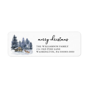 Etiqueta Russ Woodlands Watercolor, Regresso de Natal