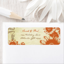 Etiqueta Russet Orange Vintage Flower Return Endereço