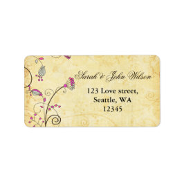 Etiqueta rússia Vintage Fúchsia floral botânica