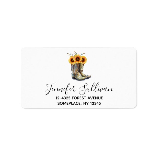 Etiqueta Russo Cowboy Boots com Girassóis (Frente)