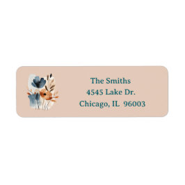 Etiqueta Rust and Blue Boho Floral Return Address Label