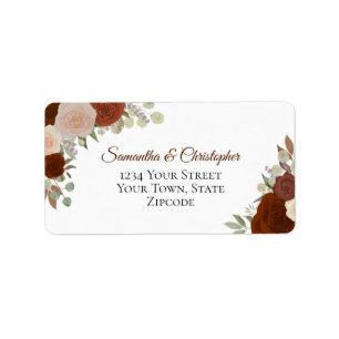 Etiqueta Rust Orange Watercolor Rosas Chic Wedment