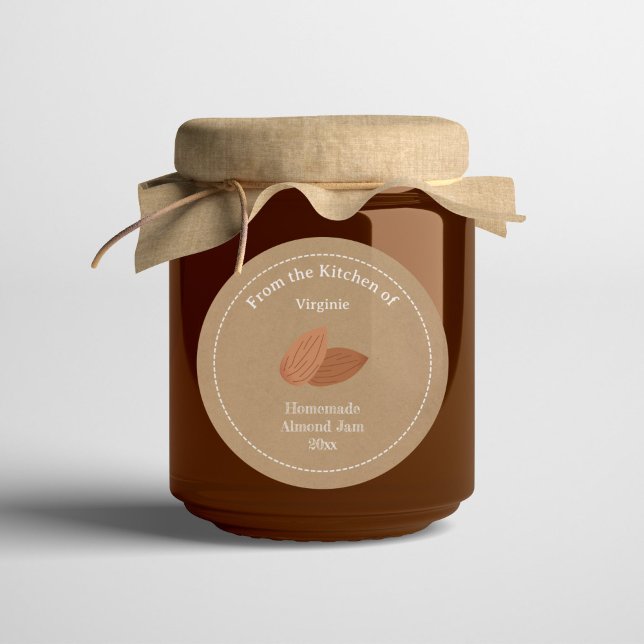 Etiqueta Rustic Almond Jam Sticker (Rustic Almond Jam Label Sticker)