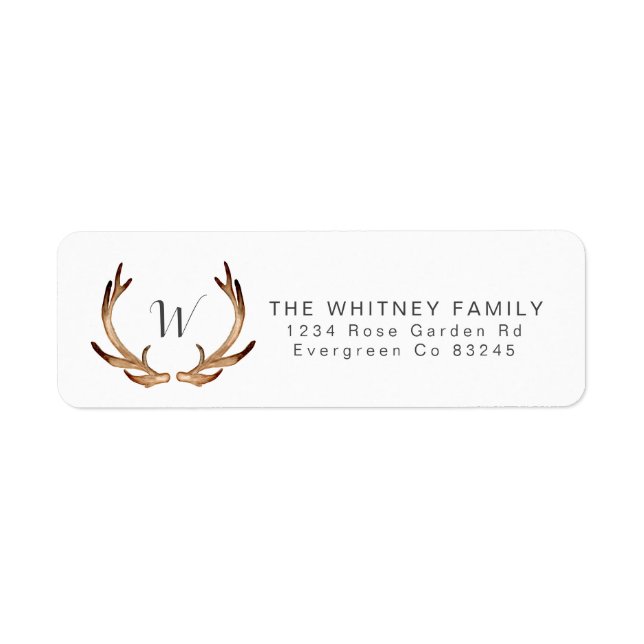 Etiqueta Rustic Antler Watercolor (Frente)