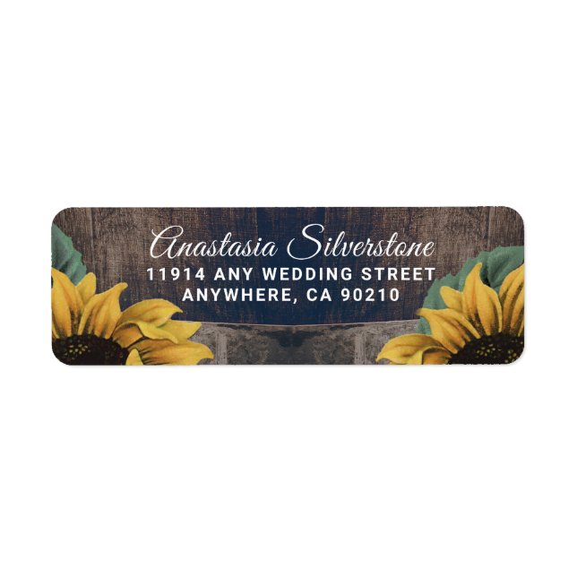 Etiqueta Rustic Barrel Vintage Sunflower Endereço (Frente)