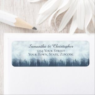 Etiqueta Rustic Blue Forest - Endereço de devolução para