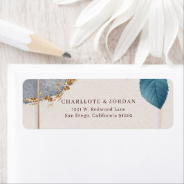 Etiqueta Rustic Botanical Wedding Return Address Label 