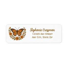 Etiqueta Rustic Butterfly Floral Wreath return address