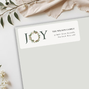 Etiqueta Rustic Cotton Pine Joy Christmas Wreath Endereço