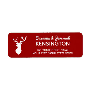 Etiqueta Rustic Country Red and White Deer