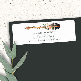 Etiqueta Rustic Elegant Boho Feather Floral Address