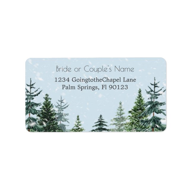 Etiqueta Rustic Evergreen Winter Pine Trees RSVP Endereço (Frente)