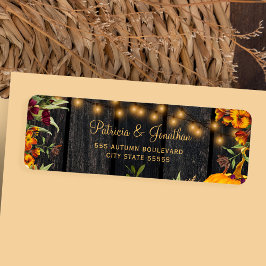 Etiqueta Rustic fall floral endereço de retorno de casament