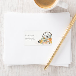 Etiqueta Rustic Fall Pumpkin Leafy Floral Endereço