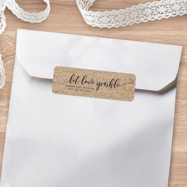 Etiqueta Rustic Faux Kraft Deixa Amor Provocar Casamento (Criador carregado)