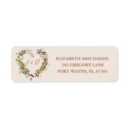 Etiqueta Rustic Floral Casamento outono Return Address