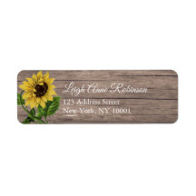 Rustic Floral Sunflower Driftwood Return Endereço