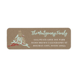 Etiqueta Rustic Hand Lettered Peace Love Joy Return Endereç