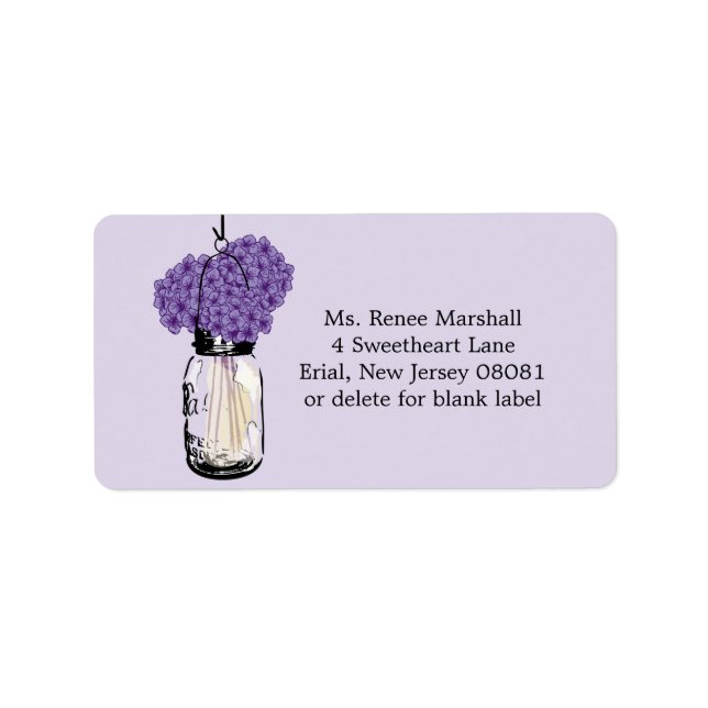 Etiqueta Rustic Hanging Mason Jar Hydrangeas (Frente)