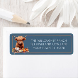 Etiqueta Rustic Highland Cow Friendan Return Address