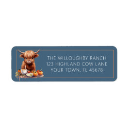 Etiqueta Rustic Highland Cow Friendan Return Address