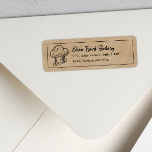 Etiqueta Rustic Kraft Chef Hat Bakery Endereço de devolução