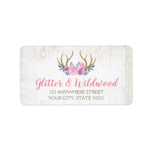 Etiqueta Rustic Madeira & Floral Aquarelado Chifres Boutiqu