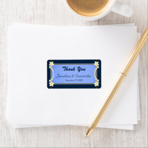 Etiqueta Rustic & Marinho Blue Floral Weding Favor Obrigado