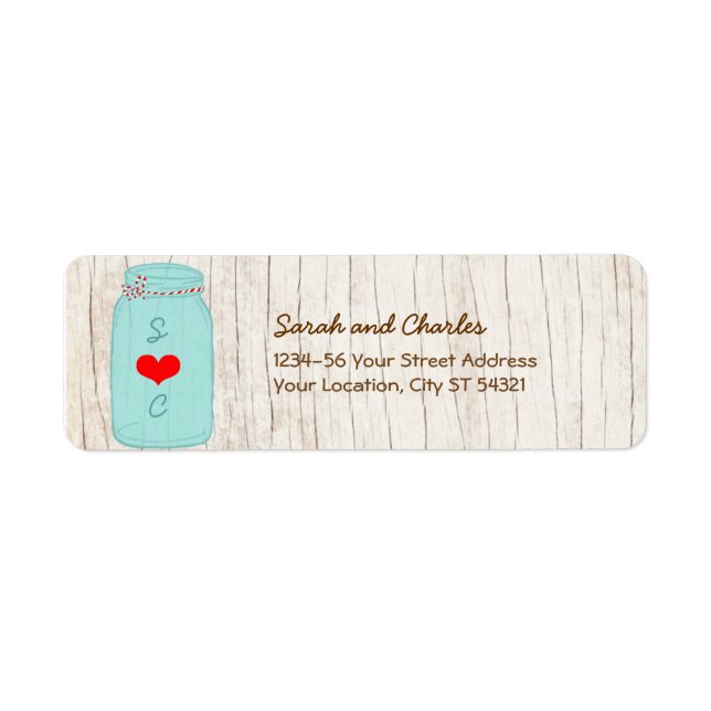 Etiqueta Rustic Mason Jar no Latido Ilustrated Wedding (Frente)