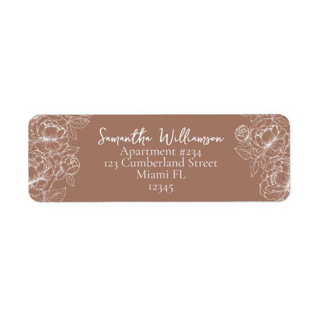 Etiqueta Rustic Mocha Mousse Classic Wedding Endereço de De (Frente)