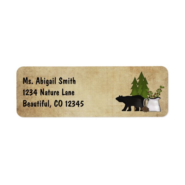 Etiqueta Rustic Mountain Country Silhouette Bear Endereço (Frente)