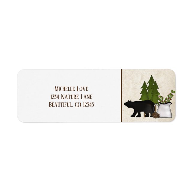 Etiqueta Rustic Mountain Country Silhouette Bear Endereço (Frente)