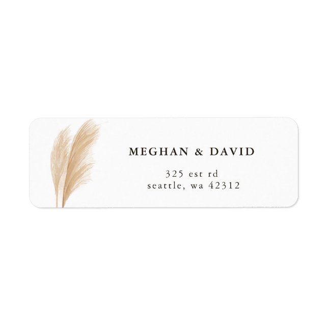 Etiqueta Rustic Neutral Terthy Boho Pampas Grass Weding La (Frente)