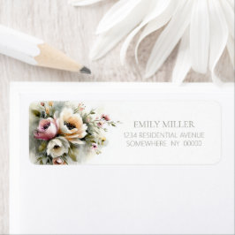 Etiqueta Rustic Pink and Orange Floral Return Address Label