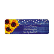 Rustic Sunflower Blue Wood Endereço de retorno