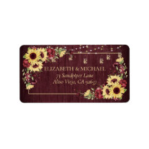 Rustic Sunflower Burgundy Wood Floral Endereço