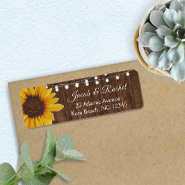 Etiqueta Rustic Sunflower String Luzes Endereço De Casament