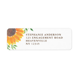 Etiqueta Rustic Sunflower Wedface Return Address