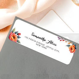 Etiqueta Rustic Watercolor Folral Birthday Endereço de Devo